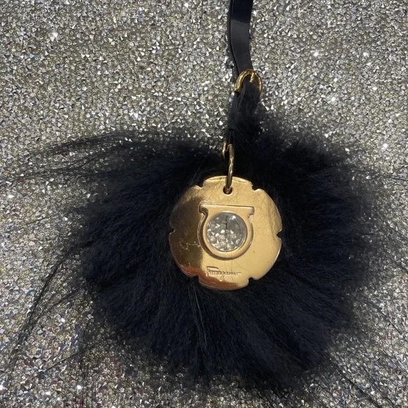 Authentic Salvatore Ferragamo Gancini Fox Fur Bag Charm New In Box